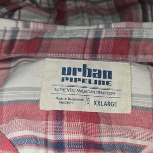 Urban Pipeline Red Plaid Flannel Shirt Men's XXL Long Sleeve Button Front Cotton